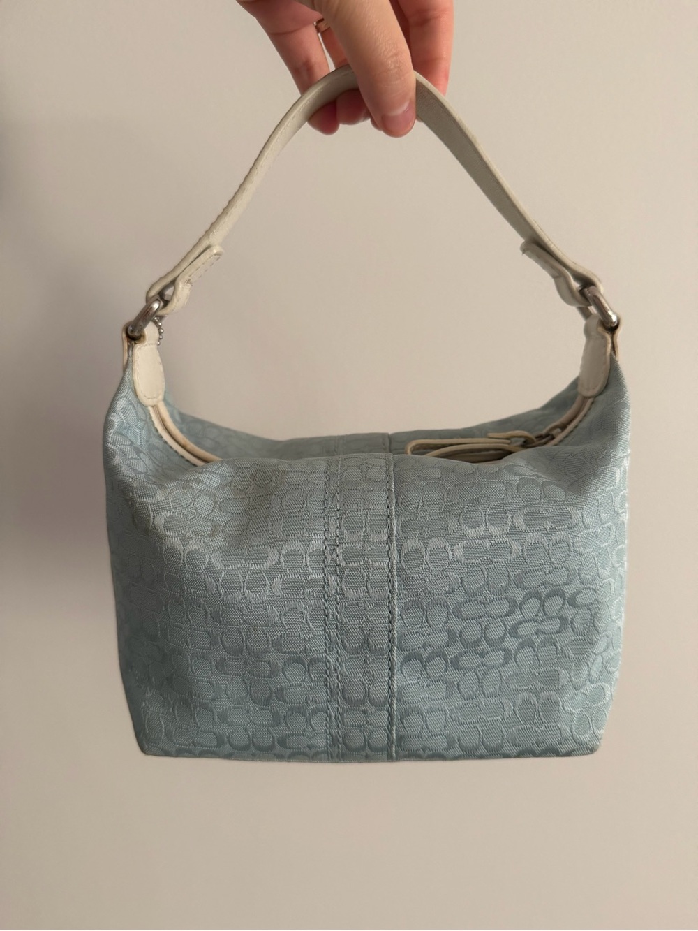 2000s Vintage Coach mini blue monogram c print shoulder purse